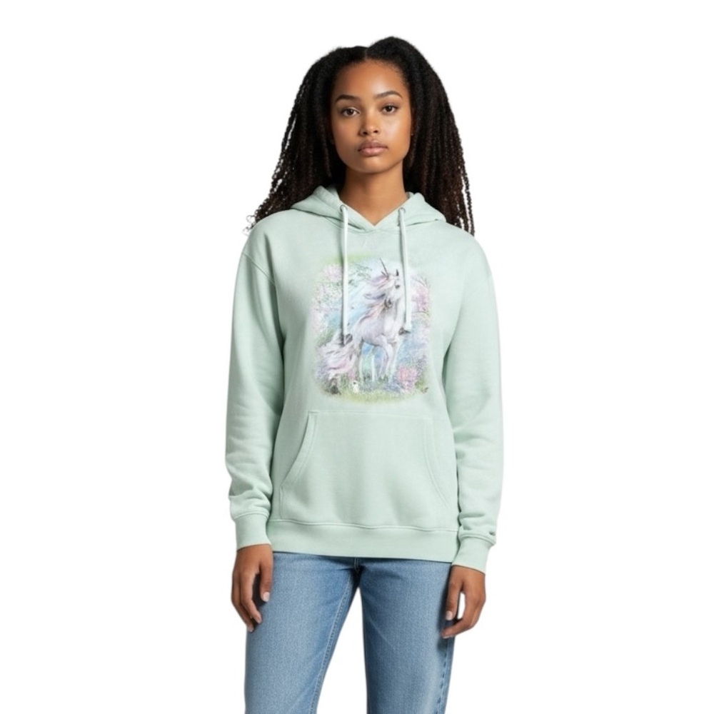 The Mountain Unicorn Graphic Print Lightweight Pastel Kawaii Whimsical Hoodie